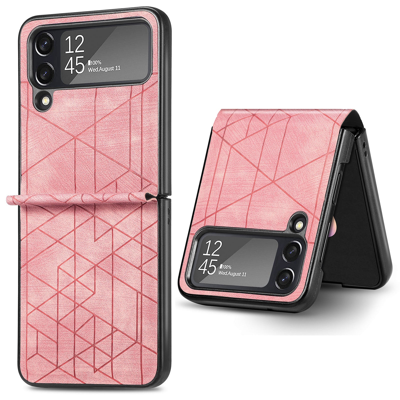 For Samsung Galaxy Z Flip4 5G Geometry Imprinted Phone Case PU Leather Coated PC Cover For Samsung Galaxy Z Flip4 5G Geometry Imprinted Phone Case PU Leather Coated PC Cover
